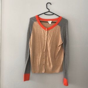 Stylus Cardigan Sweater Tan, gray, orange medium